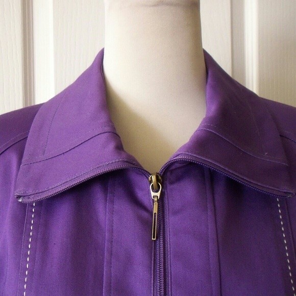 PURPLE BLAZER STRETCH SATIN COTTON FULLY LINED SIZE 8 P WOMENS - Picture 6 of 8